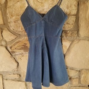 Halter Style Spaghetti Strap Zip Back Denim Dress SZ: L